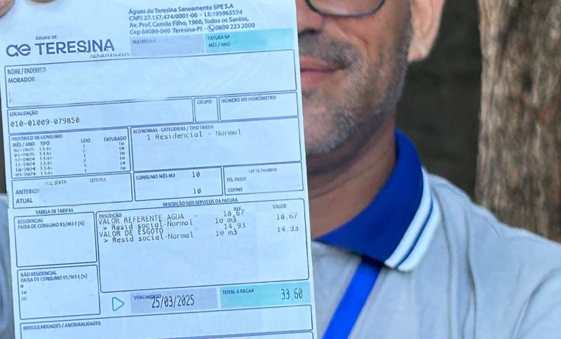Águas de Teresina ajusta paridade da tarifa de esgoto para 80%
